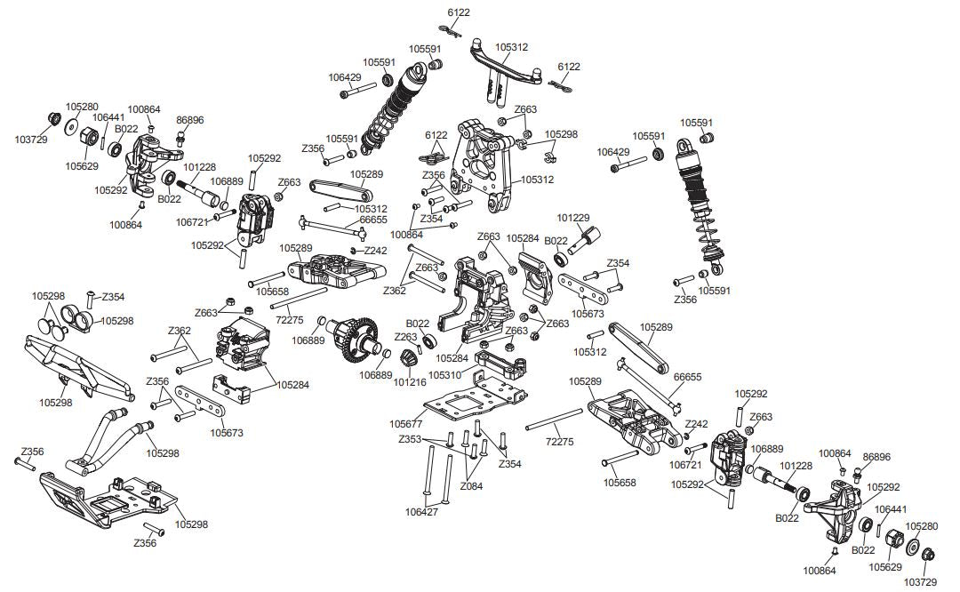 HPI Savage XS Flux Parts Exploded View (115967)