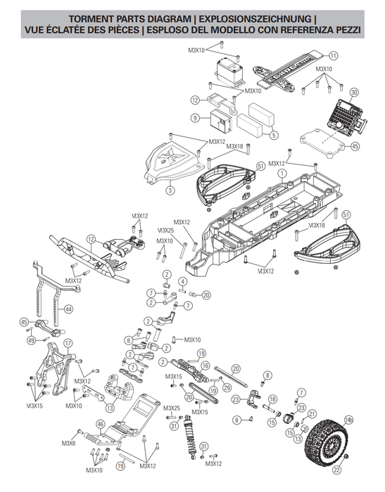 Torment SCT 1-10 2WD RTR Parts Exploded View (3433)