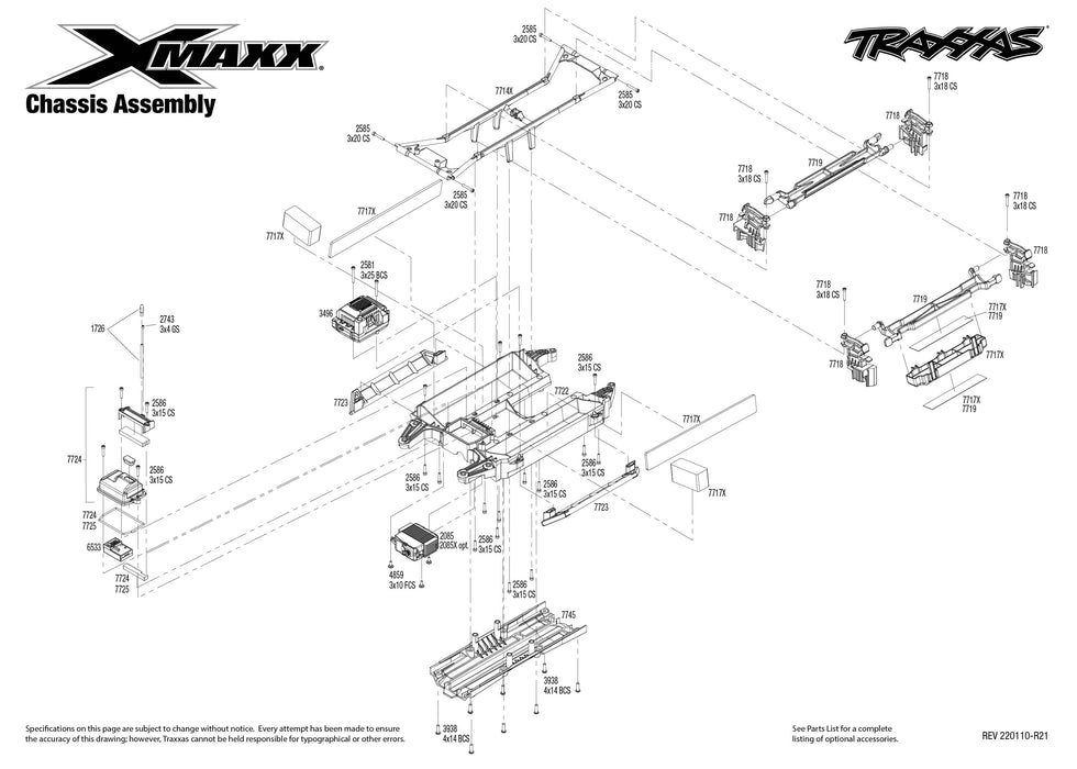 Traxxas X-Maxx 8S Parts Exploded View (77086-4)