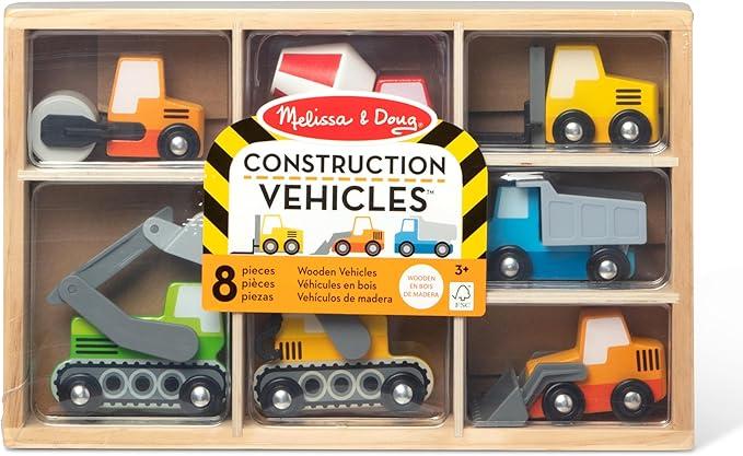 Melissa & Doug Wooden Construction Site Vehicles 8pc