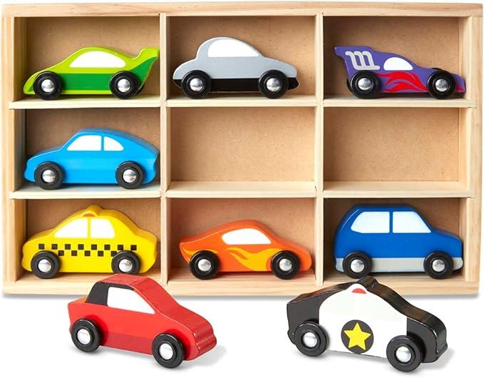 Melissa & Doug Wooden Cars Set for Play Rugs or Train Tables