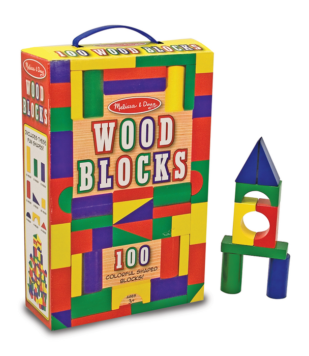 100pc Wood Building Blocks Set