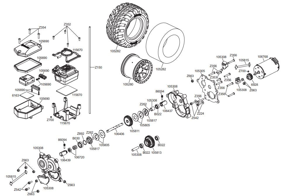 HPI Savage XS Flux Parts Exploded View (115967)