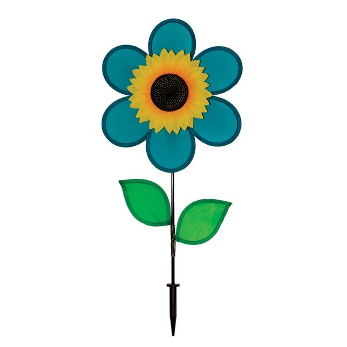 12" Sunflower Teal Wind Spinner