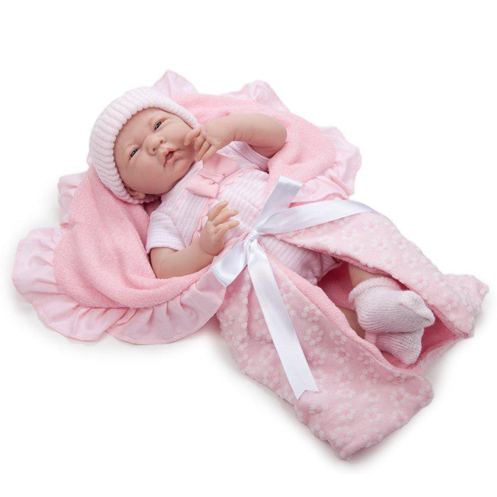 15.5" Soft La Newborn Baby in Pink Blanket
