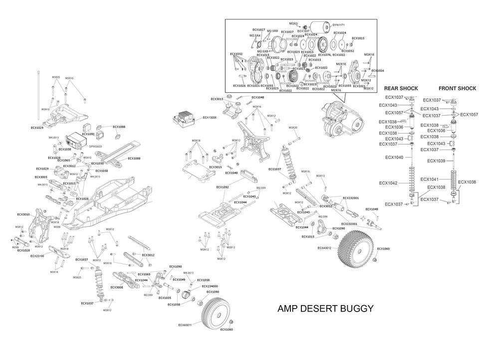 Amp Desert Buggy 1-10 2WD RTR Parts Exploded View (3029T1)