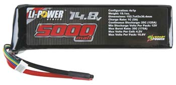 25C 14.8V 5000mAh 4S LiPo Battery