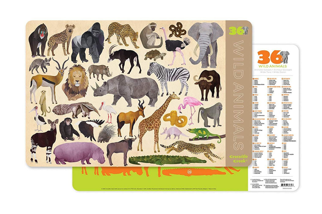2 Sided Placemat Wild Animals ls
