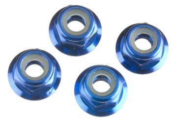 4mm Nuts, Universal, Blue Aluminum