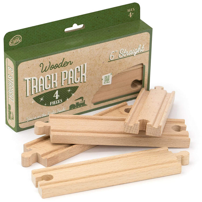 6' Straight Wooden Train Track 4-pack