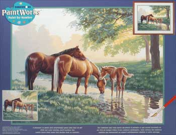 91159 HORSES/STREAM PBN 20X16