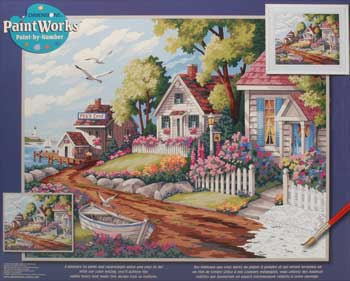 91290 COTTAGES/SEA Paint By Number 20X16