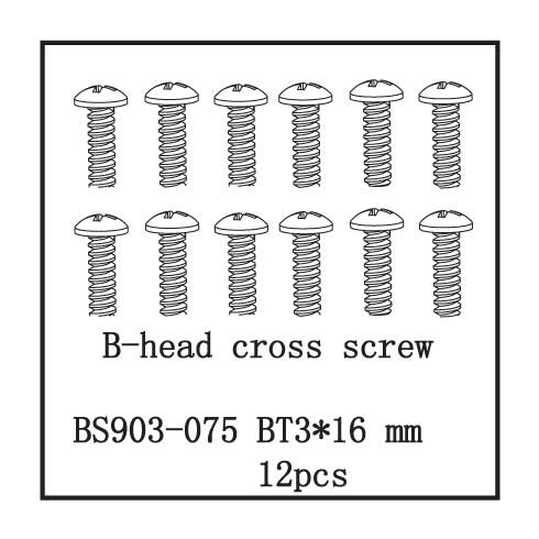 B-Head Cross Screw(BT3*16) 12 PCS