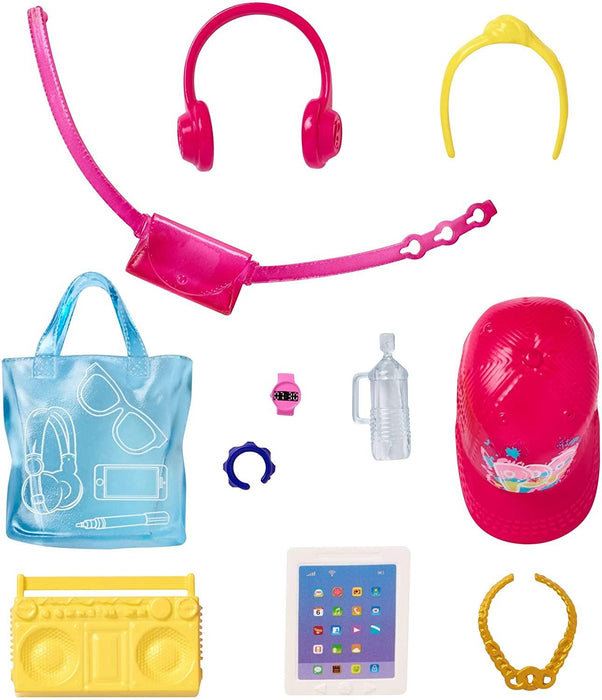 Barbie Doll Accessory Pack, Boombox, Headphones, Tablet, Tote Bag, Water Bottle
