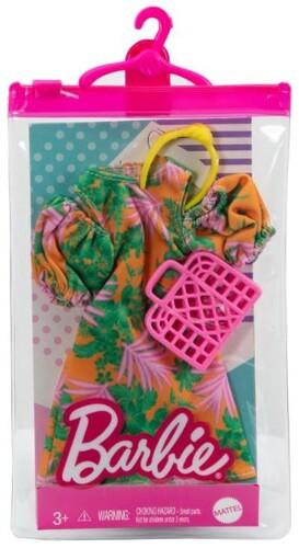 Barbie Fashions Orange and Green Two Piece, Pink Bag