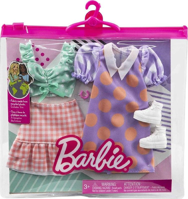 Barbie Outfit Purple Dress Orange Polka Dots