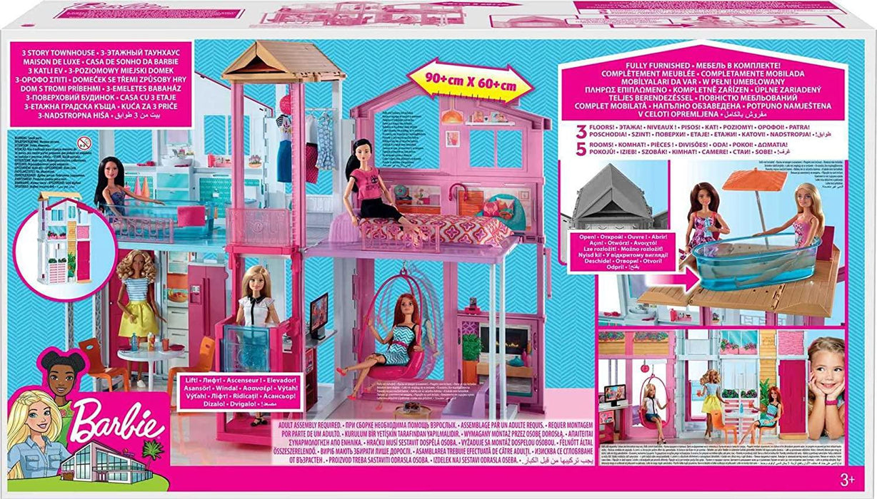 Barbie Three Story Townhouse Furnished Playset