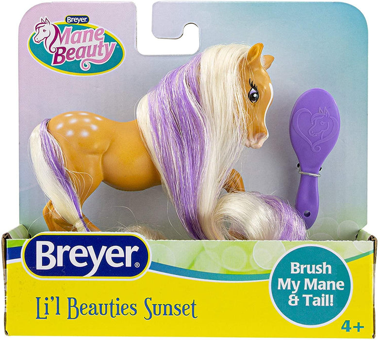 Breyer Horses Mane Beauty Li'l Beauties: Sunset with Brushable Golden Blonde and Purple Mane and Ta