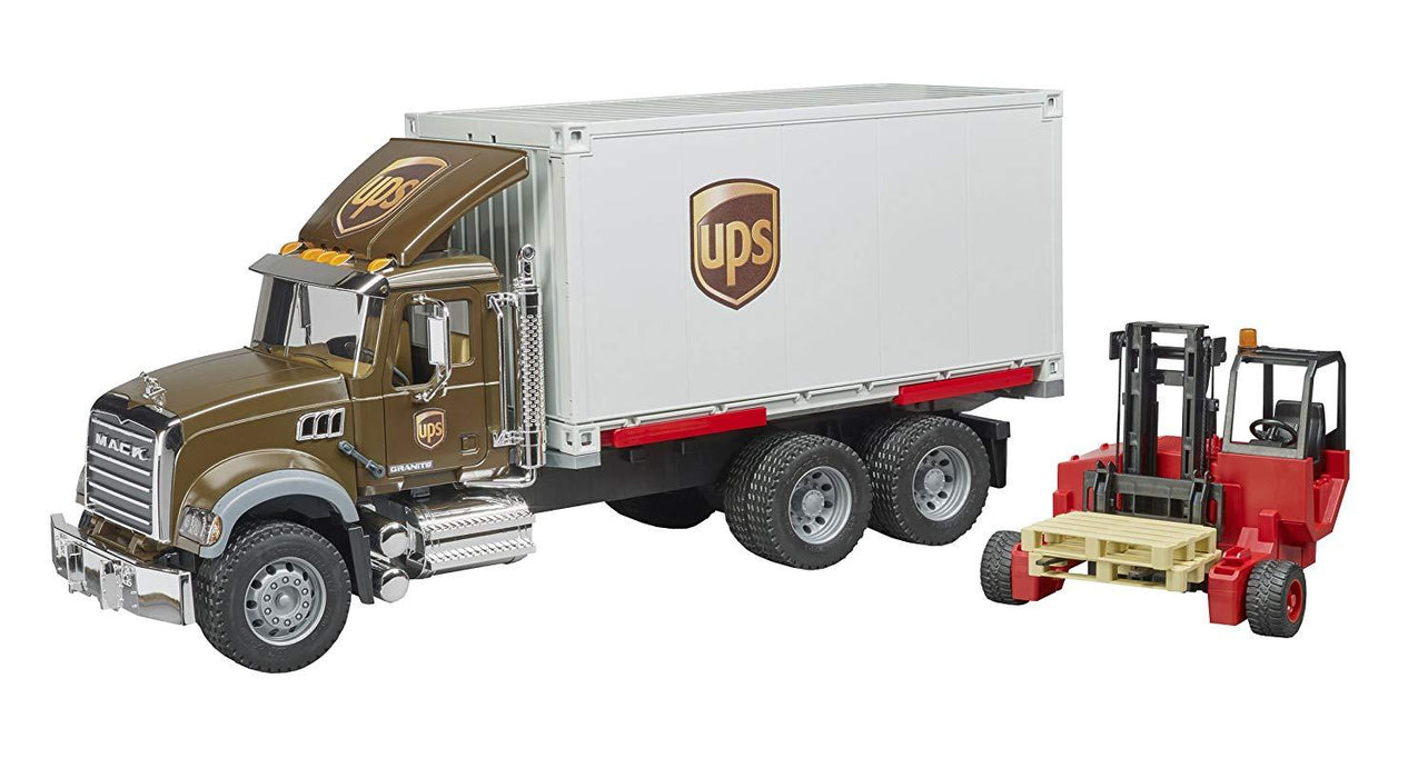 Bruder Mack Granite Ups Logistics Truck with Forklift Vehicles - Toys