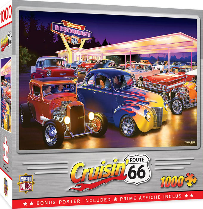 CRUISIN' ROUTE 66 - FRIDAY NIGHT HOT RODS - 1000 PIECE JIGSAW PUZZLE