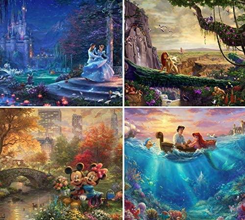 Ceaco Thomas Kinkade The Disney Collection 4 in 1 Multipack Cinderella, The Lion King, Mickey and Mi