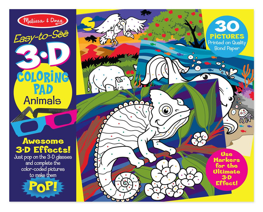 Easy to See 3D Coloring Pad: Animals