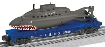 FLATCAR WITH SHARK SUBMARINE
