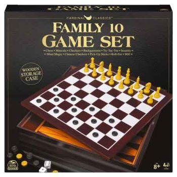 Family 10 Game Set-Wooden Storage Case