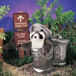 Folkmanis Racoon in Garbage Can
