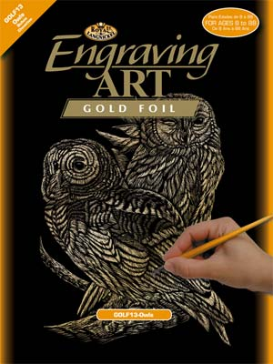 Gold Engraving Art Owls