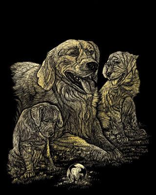 Gold Engraving Golden Retrievers