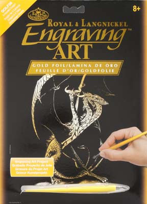 Gold Engraving Three Headed Dragon