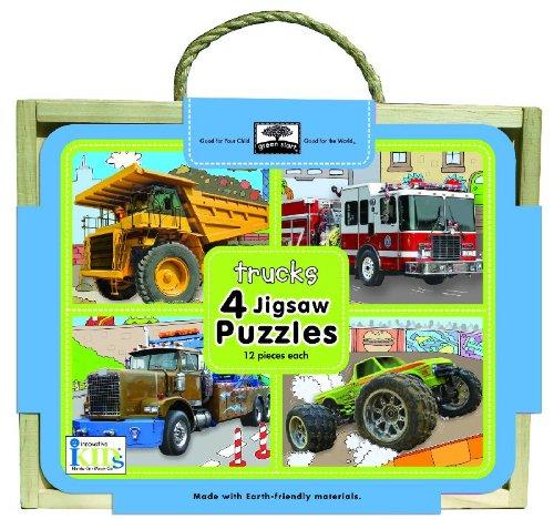 Green Start jigsaw puzzle box sets: trucks (4 - 12 piece puzzles)