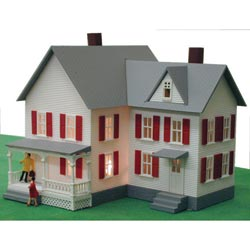 HO B/U Kennedy's House, Lighted w/Figures