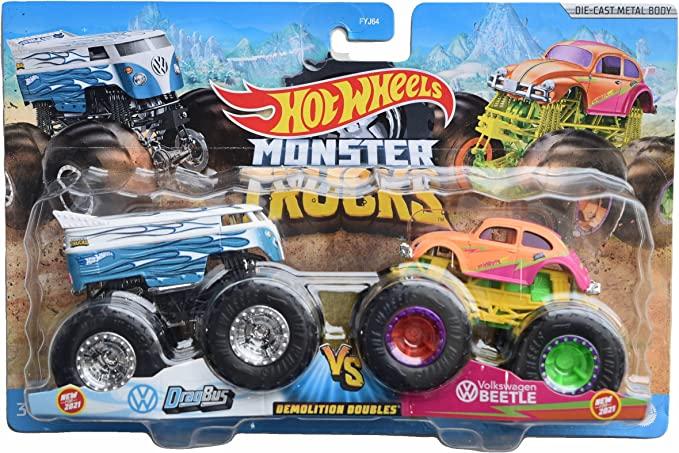 Hot Wheels DragBus vs Volkswagen Beetle Monster Trucks
