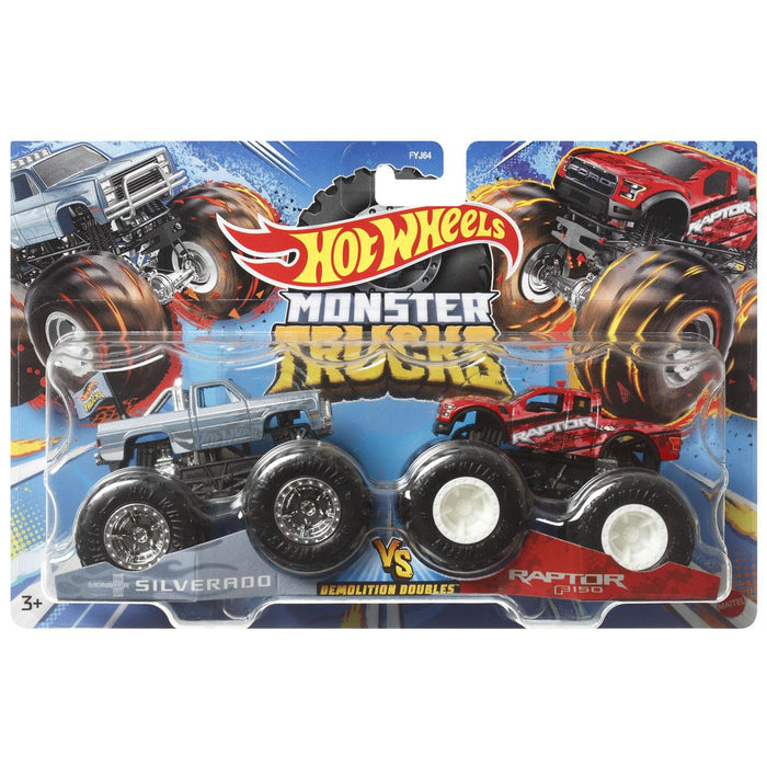 Hot Wheels Silverado vs Raptor F150 Monster Trucks