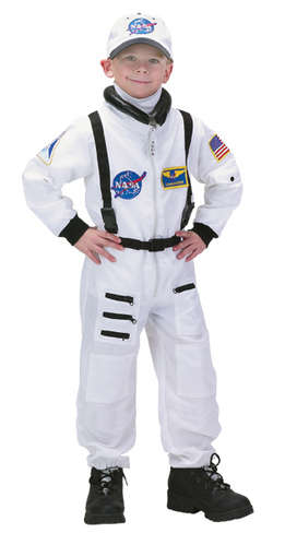 Jr Astronaut Suit White with Embroidered Cap, Child Size 6/8