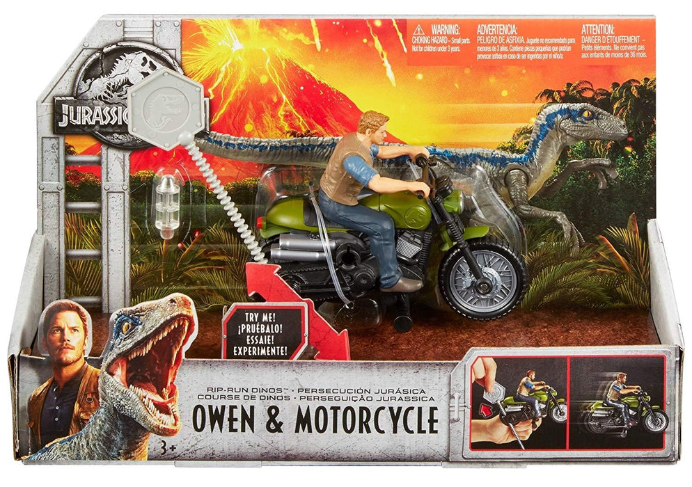 Jurassic World Rip-Run Dinos Owen & Motorcycle