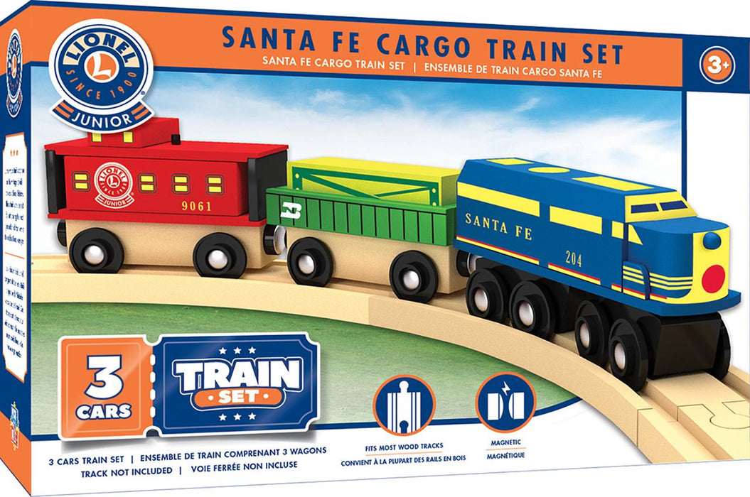 LIONEL SANTA FE ENGINE AND CARGO WOOD TRAIN SET