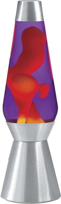 Lava the Original 27-Inch Silver Base Grande Lamp with Yellow Wax in Purple Liquid