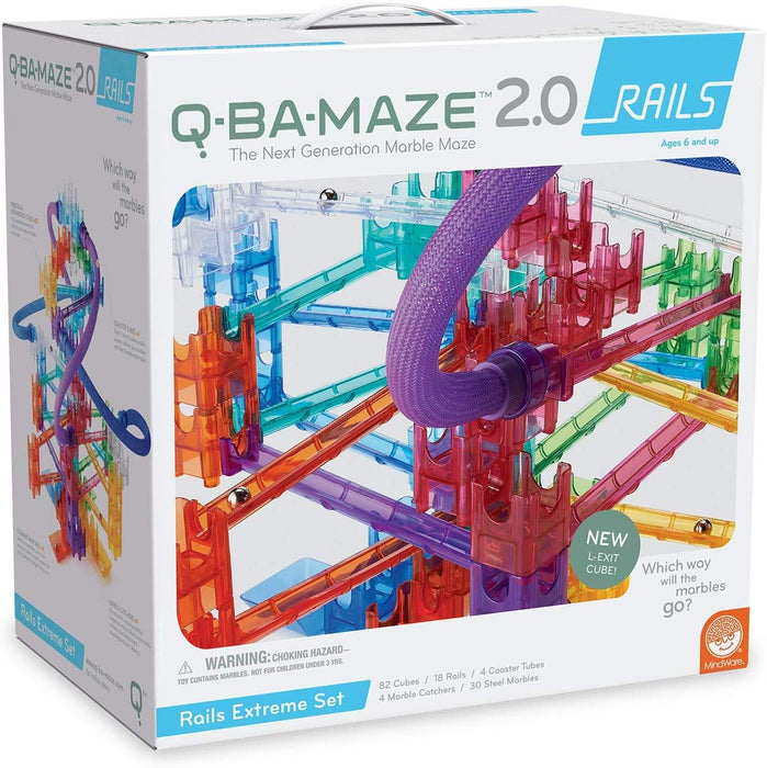 MindWare Q-BA-Maze Marble Run Building Set: 138+ Rails Extreme Set