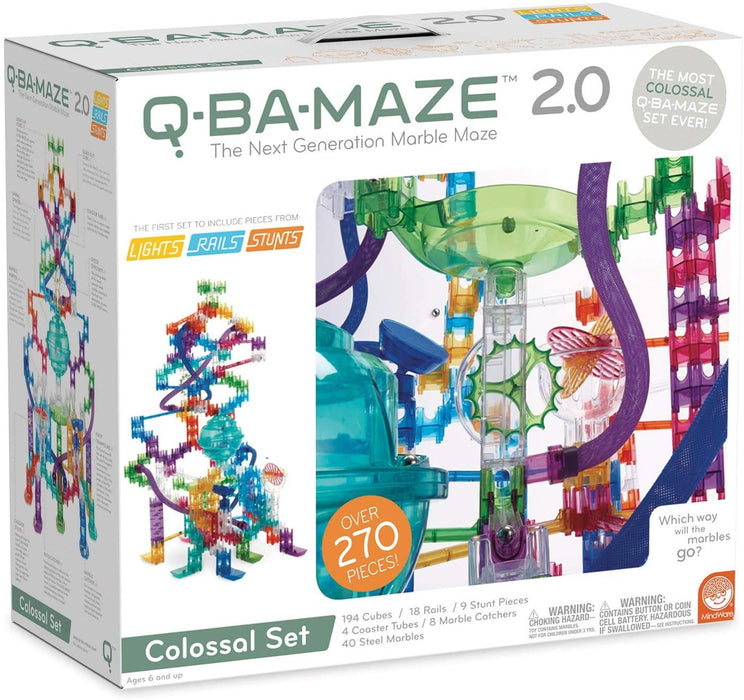 MindWare Q-BA-Maze Marble Run Building Set: 270+ Colossal Stunt Set