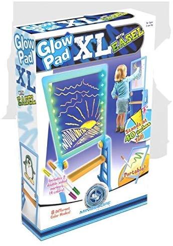 Mindscope Light Up LED Glow Pad XL Drawing Board Animator w/Easel Blue/Orange with Glow Markers