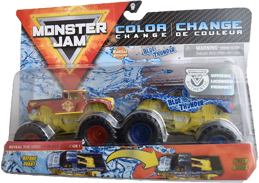 MonsterJam 1:64 Scale Color Change Radical Rescue Vs Blue Thunder