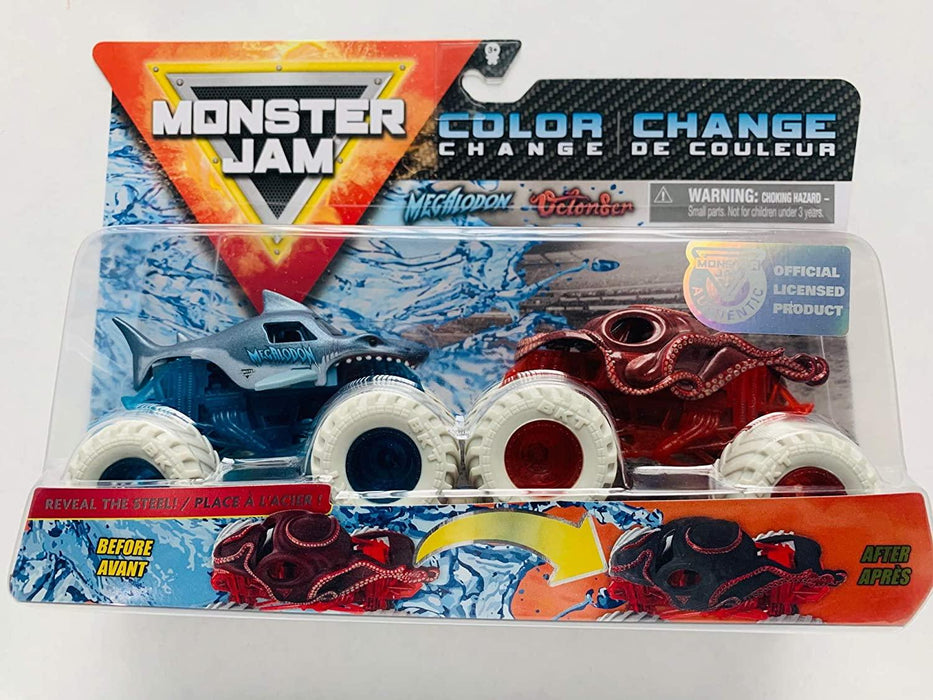 Monster Jam 2020 Color Change 1:64 Scale 2-Pack, Megalodon and Octonder
