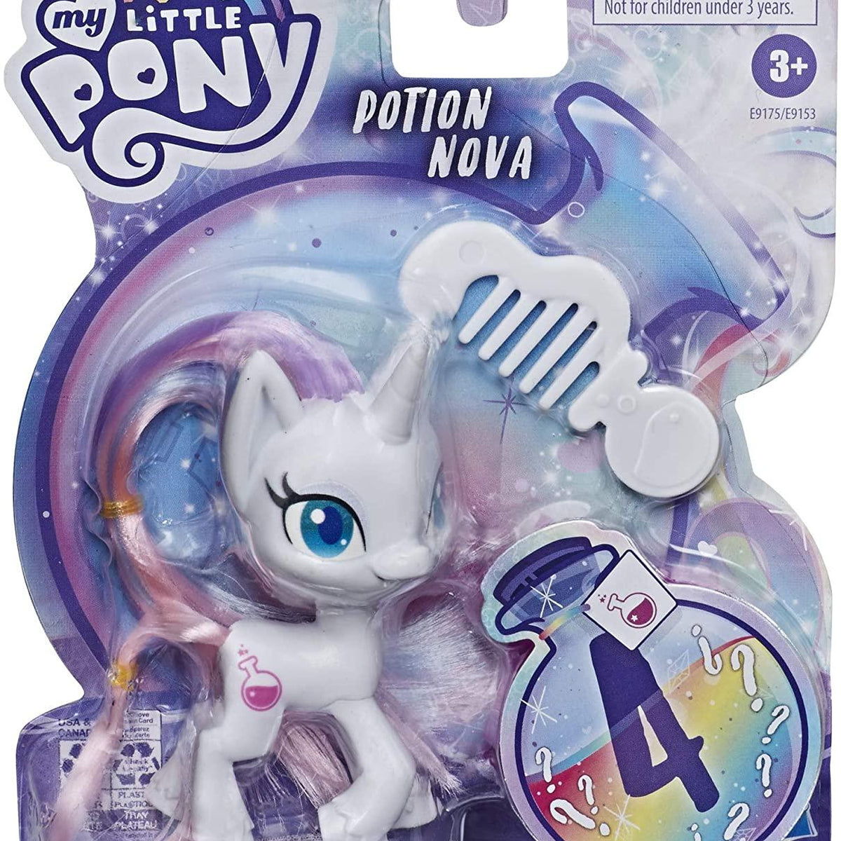 My Little Pony Rarity Potion Pony Figure - 3-Inch White Pony Toy with Brushable Hair, Comb, and 4 Surprise Accessories