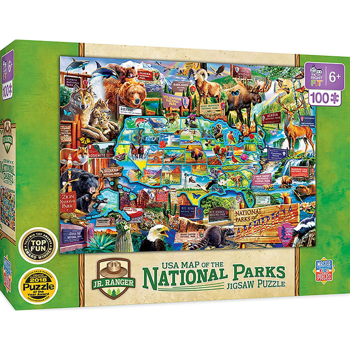 NATIONAL PARKS - NATIONAL PARKS MAP RIGHT FIT 100 PIECE KIDS PUZZLE