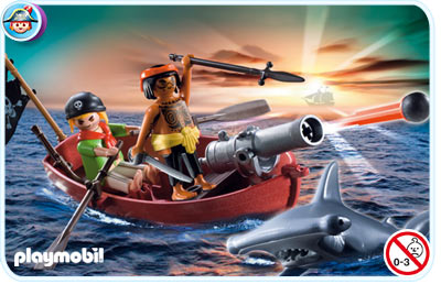 Pirates Rowboat with Shark