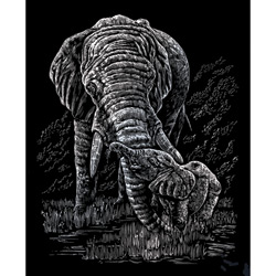 Silver Engraving Elephant & Baby