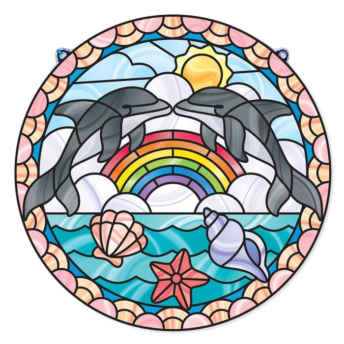 Stained Glass-Dolphins